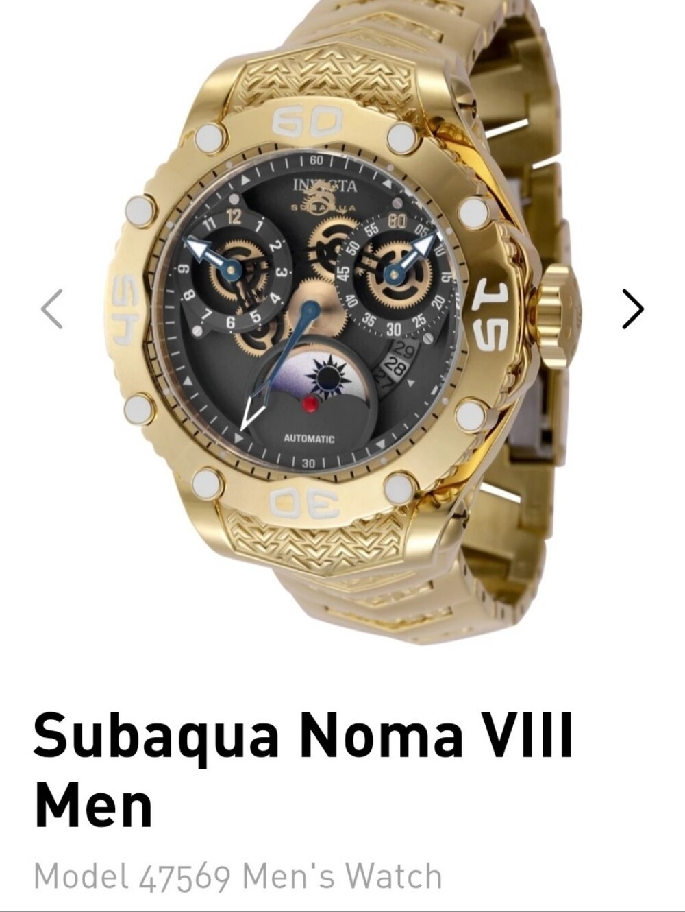 Invicta Subaqua Noma 8 Gold Men's Automatic Watch 48mm Model#47569